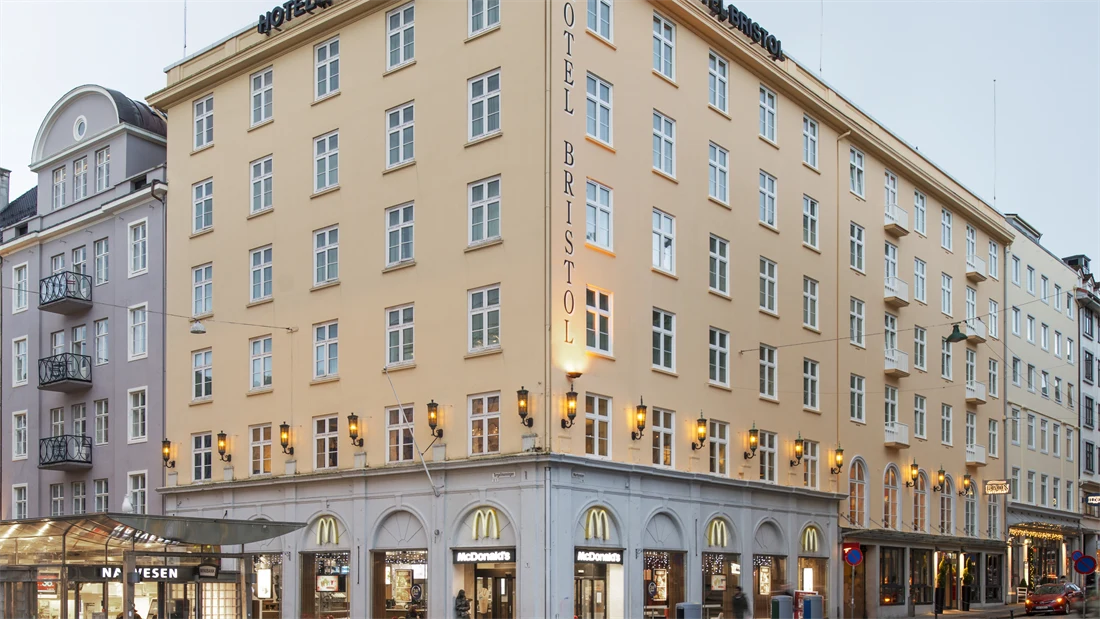 Fasade på Thon Hotel Bristol Bergen
